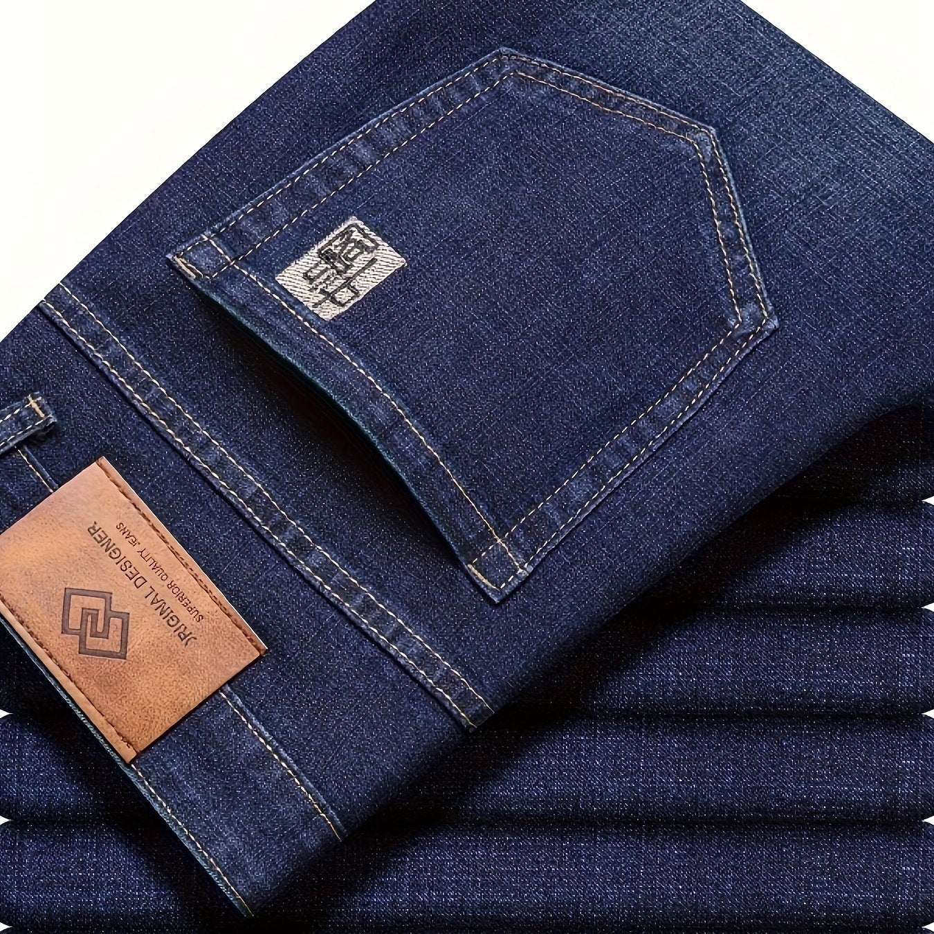 Men's Cotton Blend Straight Leg Jeans Regular Fit Solid Color All-Season