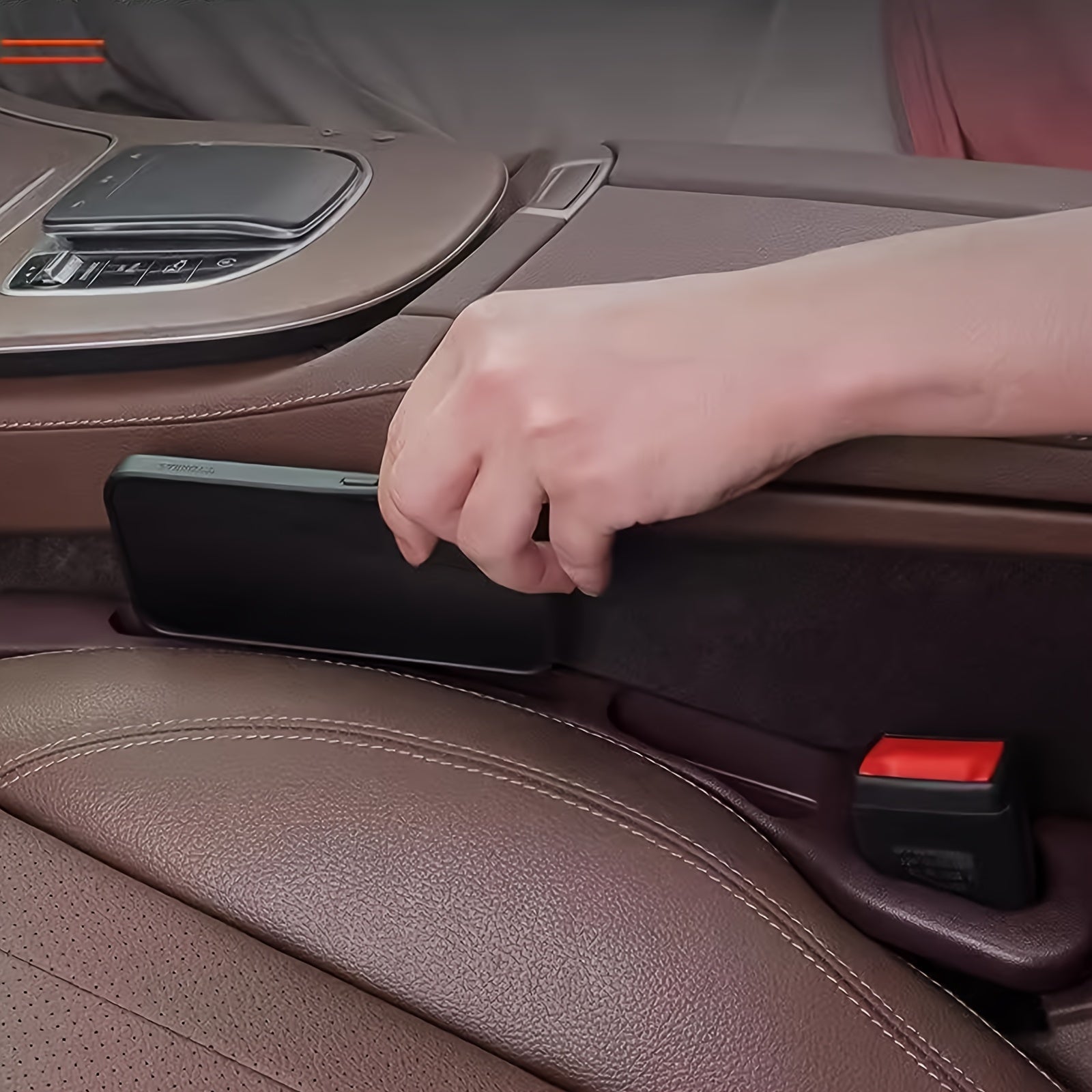 Organizador rellenador de huecos para asiento de coche con ranuras para teléfono y llaves, impermeable, flexible, de ajuste universal