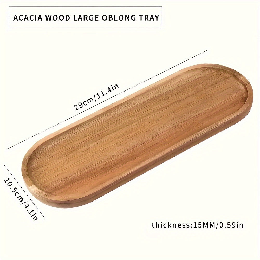 Acacia Wood Oval Serving Tray for Kitchen Dining Food Fruit Snacks