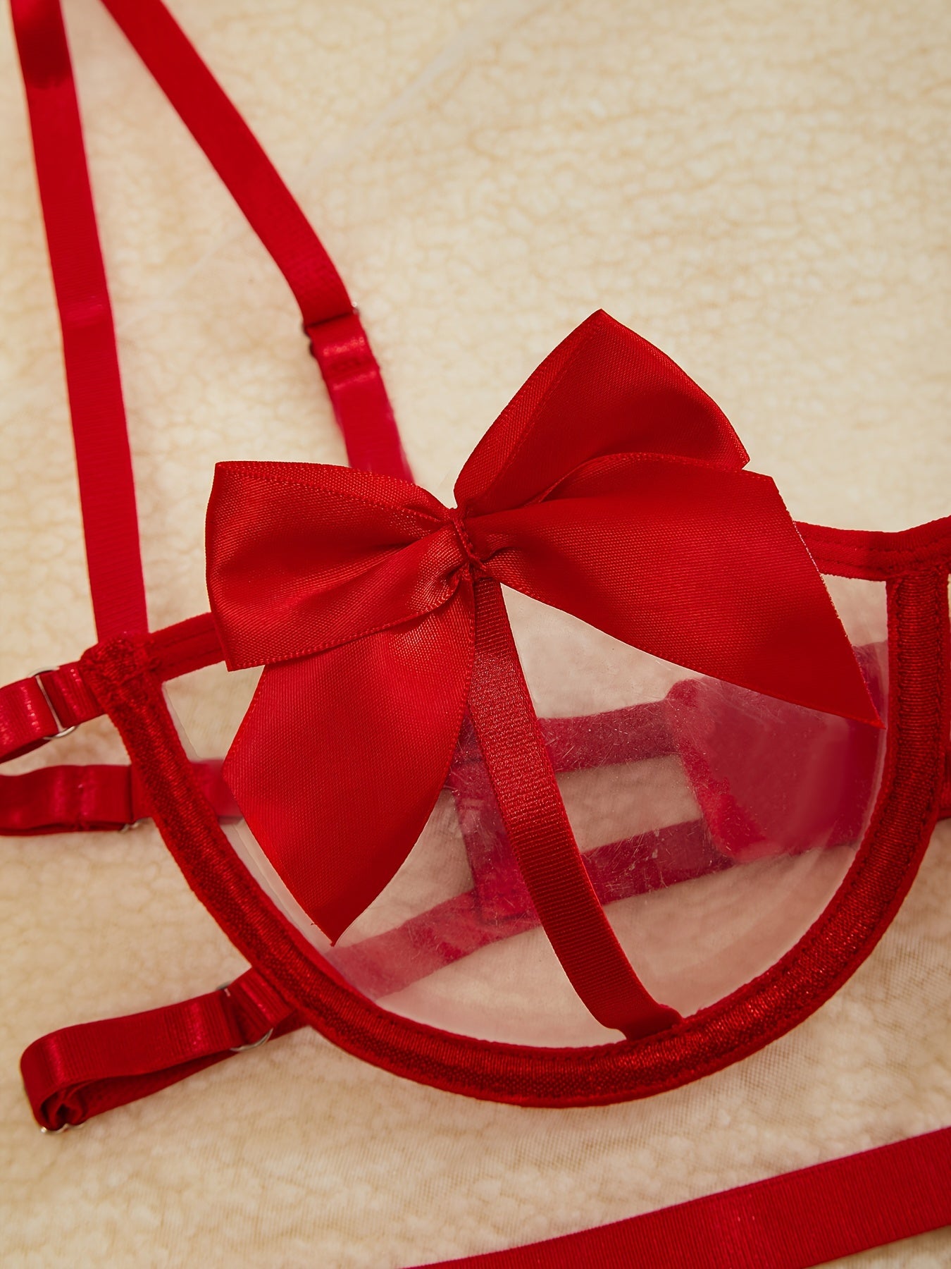 Women's Lingerie Set with Hollow Out Bow Tie Design