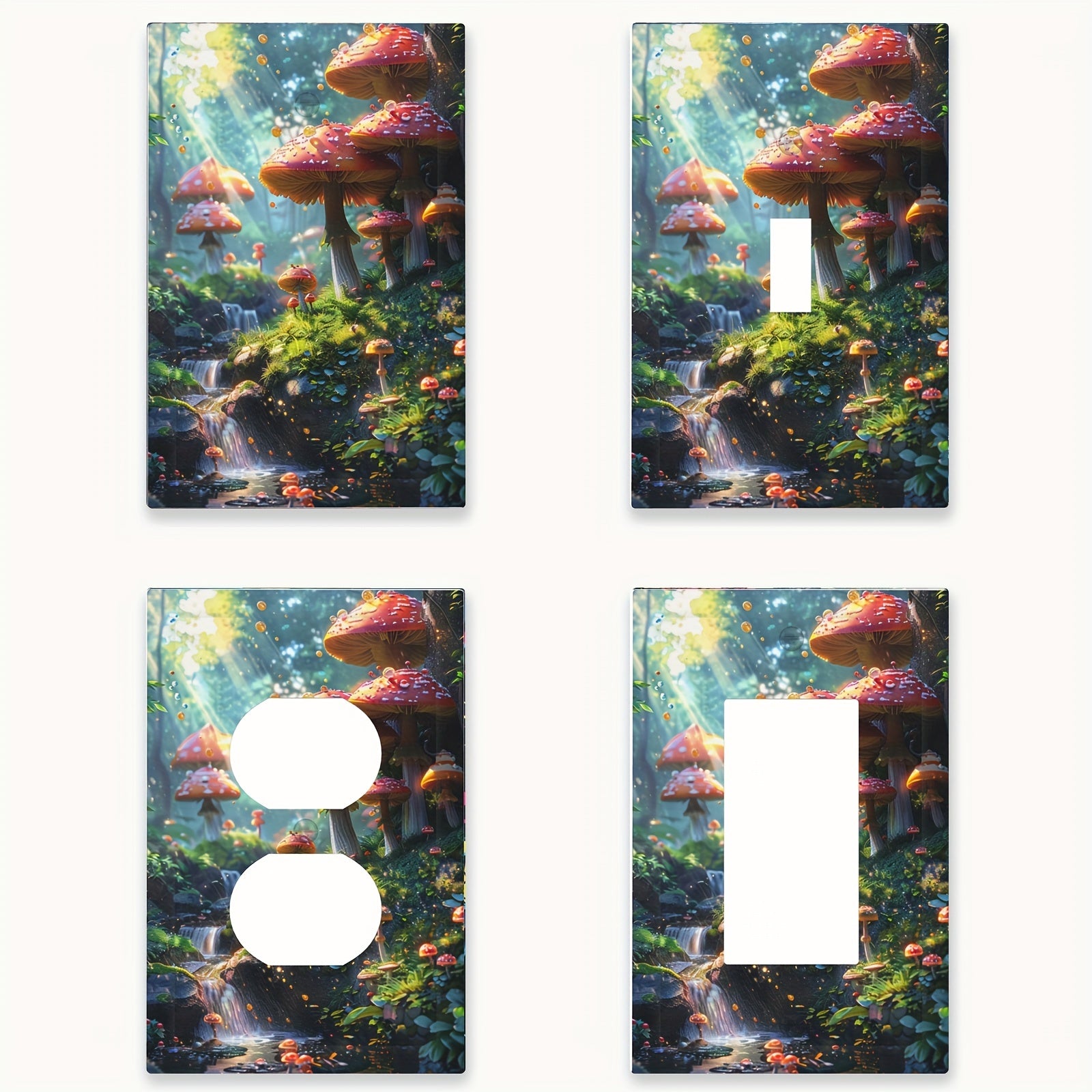 Decorative Switch Cover with Mushroom Forest Design for Bedroom Kitchen Home Decor