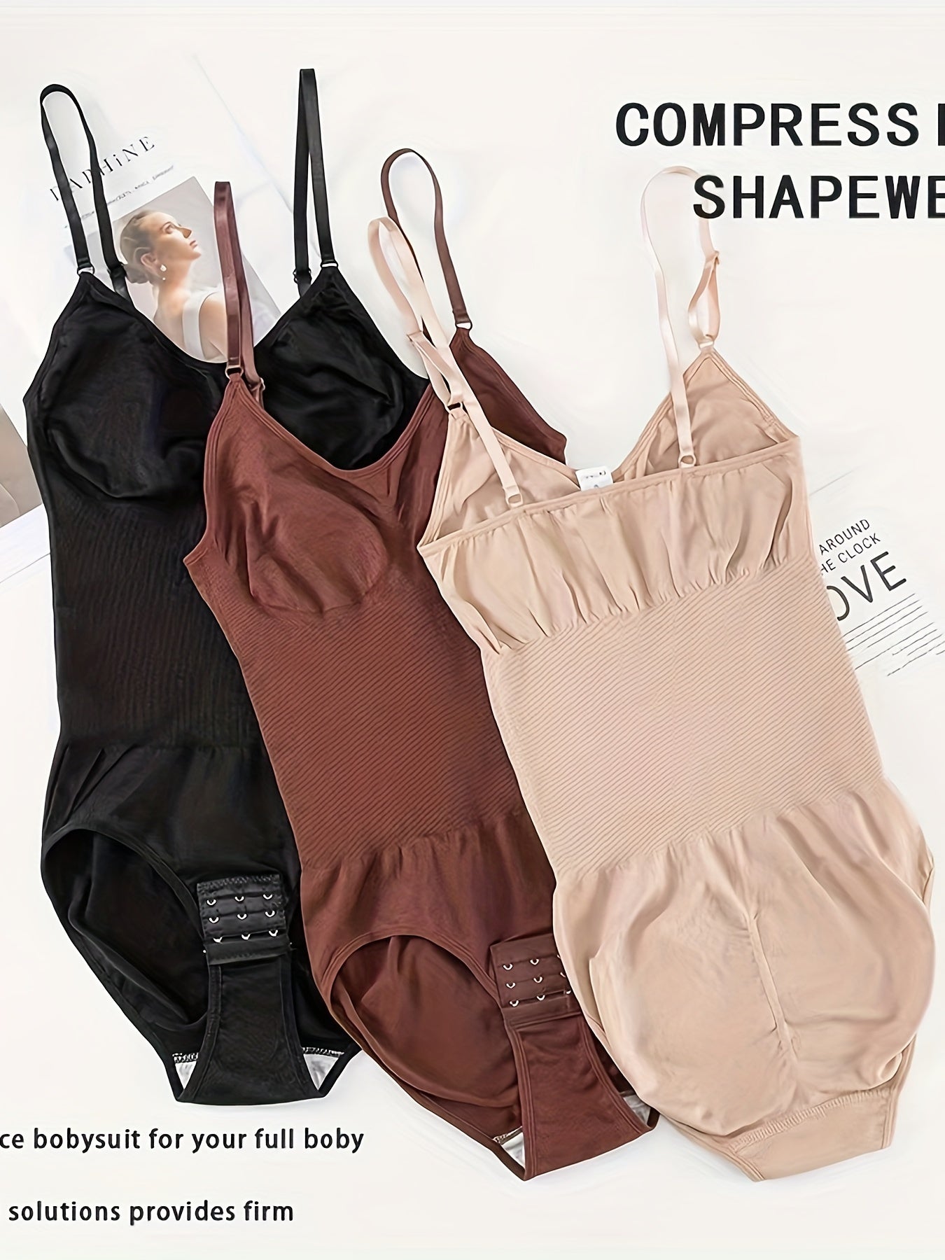 Women's Black Tummy Control Bodysuit with Butt Lifting and Breathable Nylon Elastane