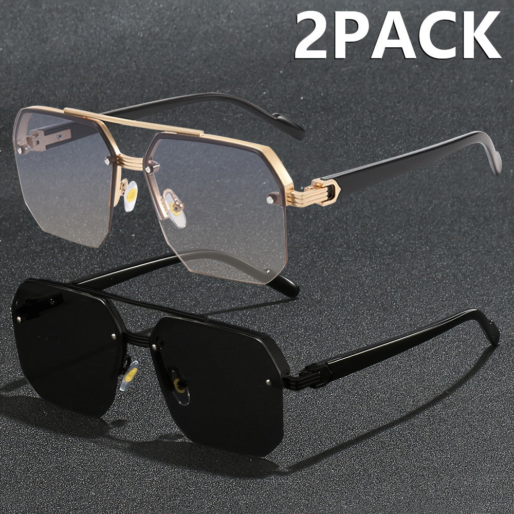 Semi-Rimless Fashion Glasses for Men and Women Zinc Alloy Frame PC Lenses Summer Party Streetwear Holiday Gift