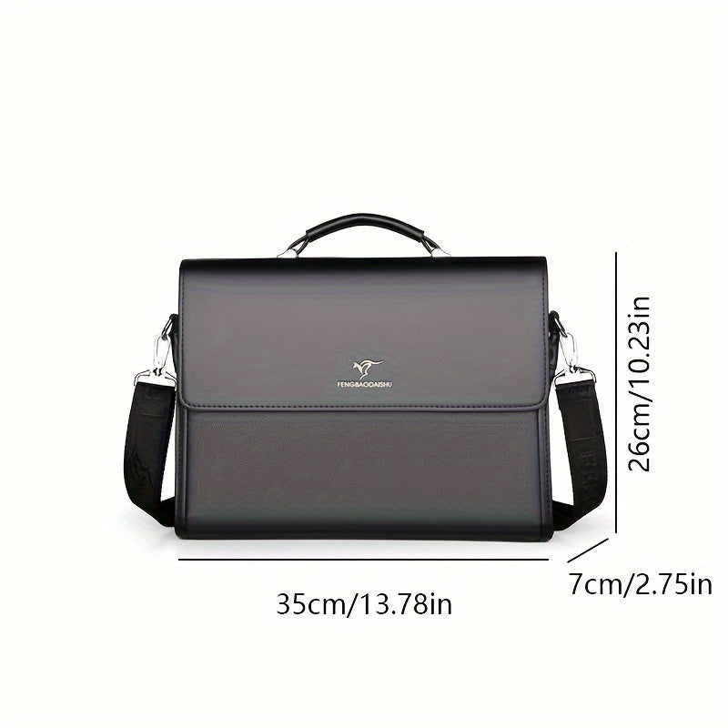 Erkaklar uchun biznes sumkasi, shartli bezaklar bilan, bitta tutqichli tasma va kunlik ishga borish va uchrashuvlar uchun 1.1 metrli yelka tasmasi.