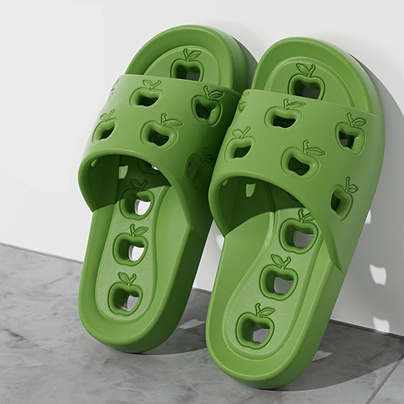 Women's Bathroom Slippers Soft Sole Quick-Dry Cute Apple Indoor Outdoor