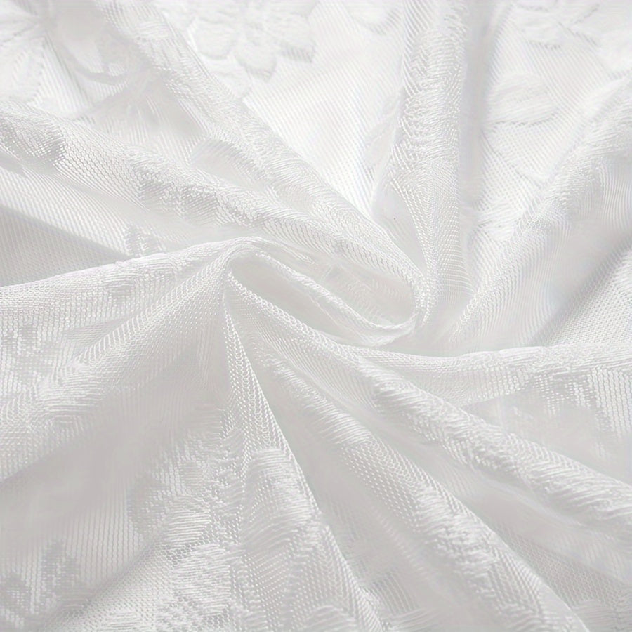 Korean-Style Floral Lace Sheer Curtain with Rod Pocket UV Protection for Living Room