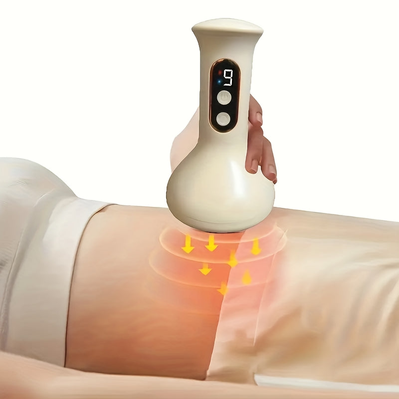 Light Yellow Electric Gua Sha Massager with Suction Cup USB Rechargeable for Face and Body