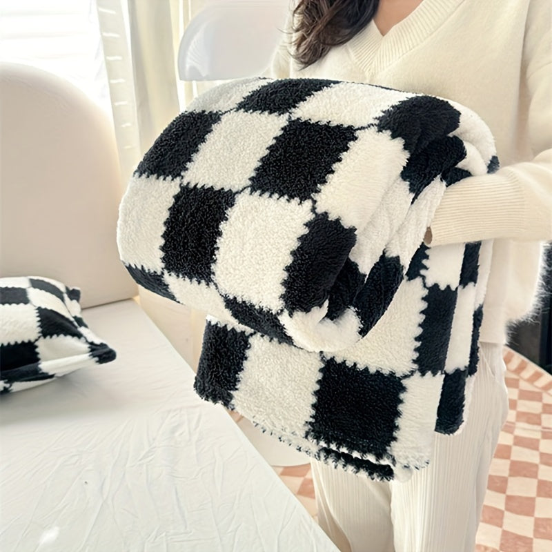 Uyqu uchun qulay plaid flanel yostiqchasi, divan, yotoq, sayohat uchun, mashina yuvish mumkin