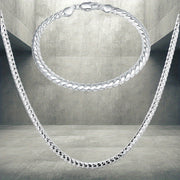 Unisex Streetwear Jewelry Copper Silver Plated Necklace and Bracelet Set for Parties Festivals Weddings