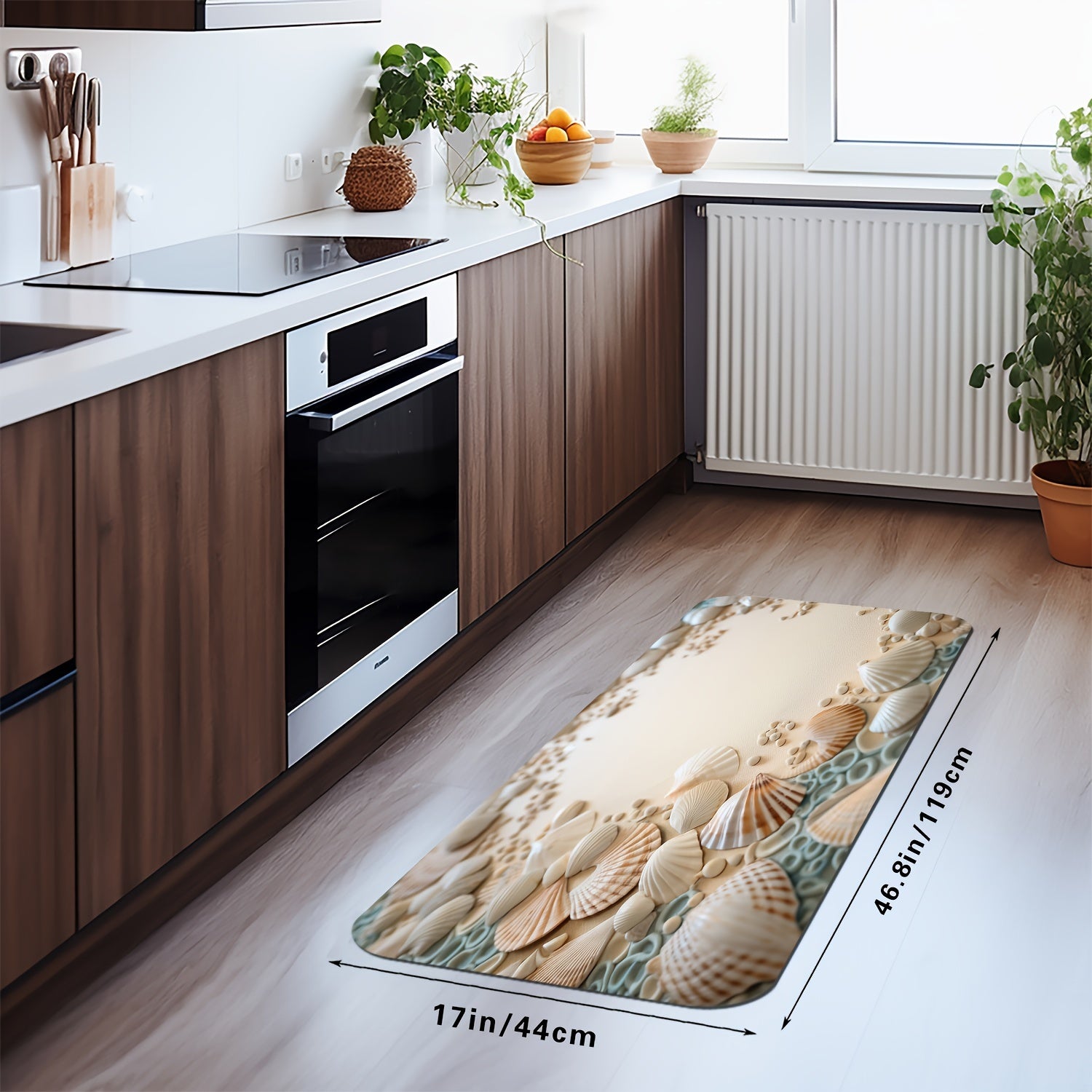 Ocean Coastal Bathroom Rug Non-Slip Floor Mat Washable Small Shower Carpet Nautical Beach Style