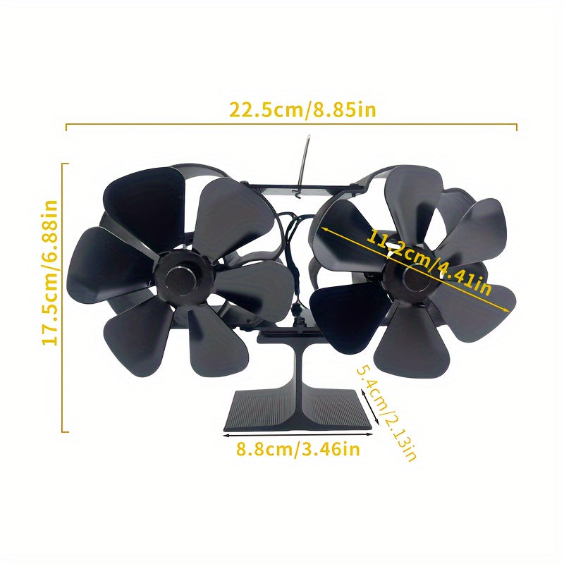 Dual Motor Wooden Fireplace Fan with 12-Blade Thermal Activation for Stoves