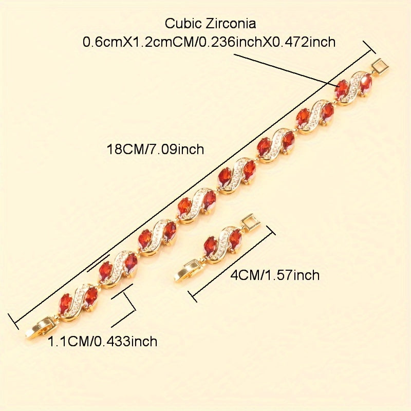 Zarif ayollar bilaguzugi, hashamatli kubik zirkon zanjir bilan - to'ylar va partiyalar uchun ideal, zamonaviy mis zargarlik tanlovi.
