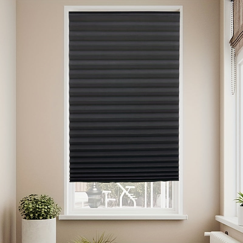 Blackout Door Curtain in Black or Coffee Brown Non-Woven Fabric Pleated Blinds for Kitchen Bathroom Living Room