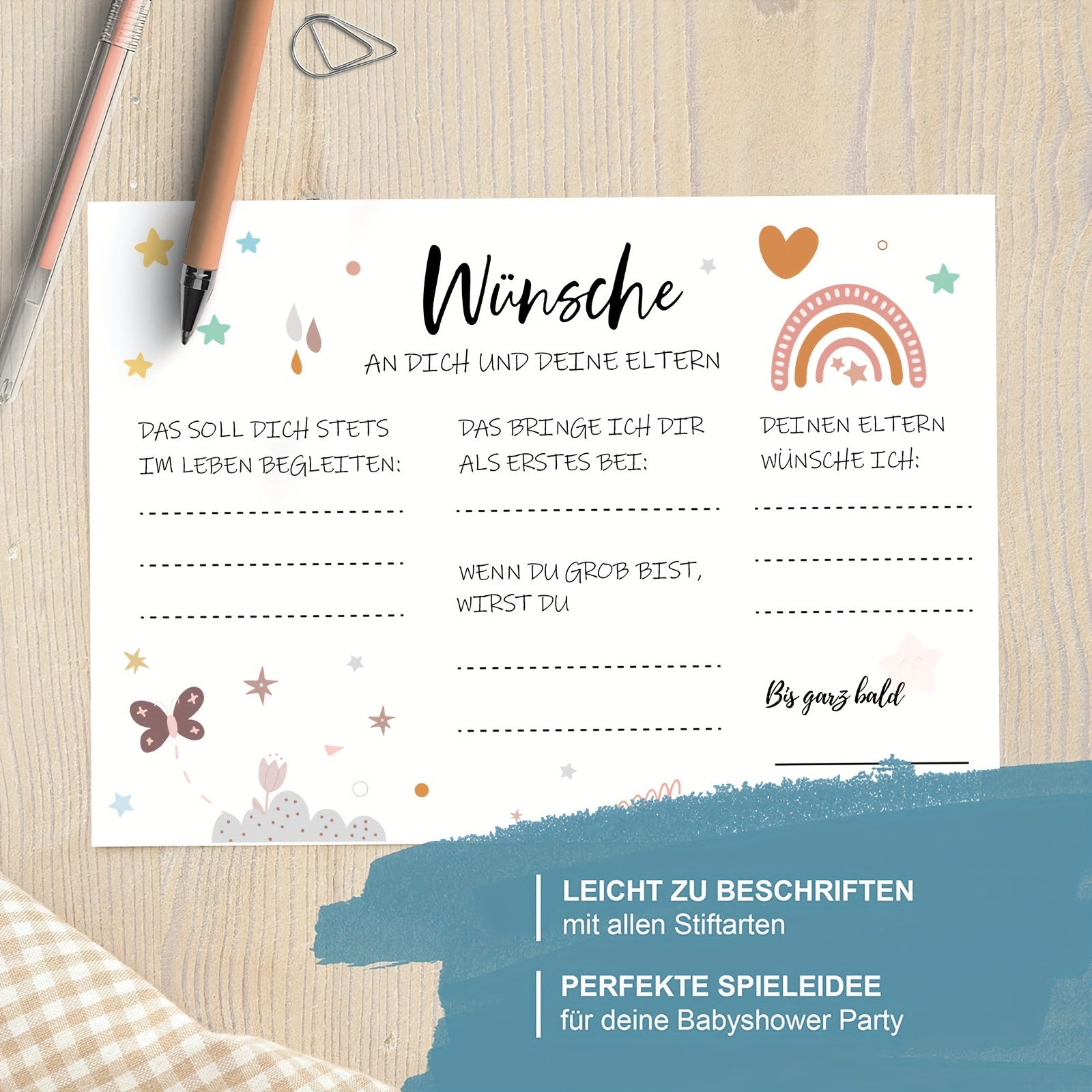 Kids Shower Quiz Game Cards for Boys and Girls Party Activity A6 Size