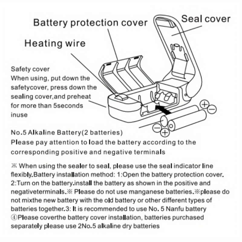 Portativ Mini Sumka Yopish - Batareyali Qo'lda Ishlatiladigan Havo Qopqog'i va Isitish Yopish Mashinasi Plastik Sumkalar, Ovqat Saqlash uchun, Batareyalar Kiritilmagan.