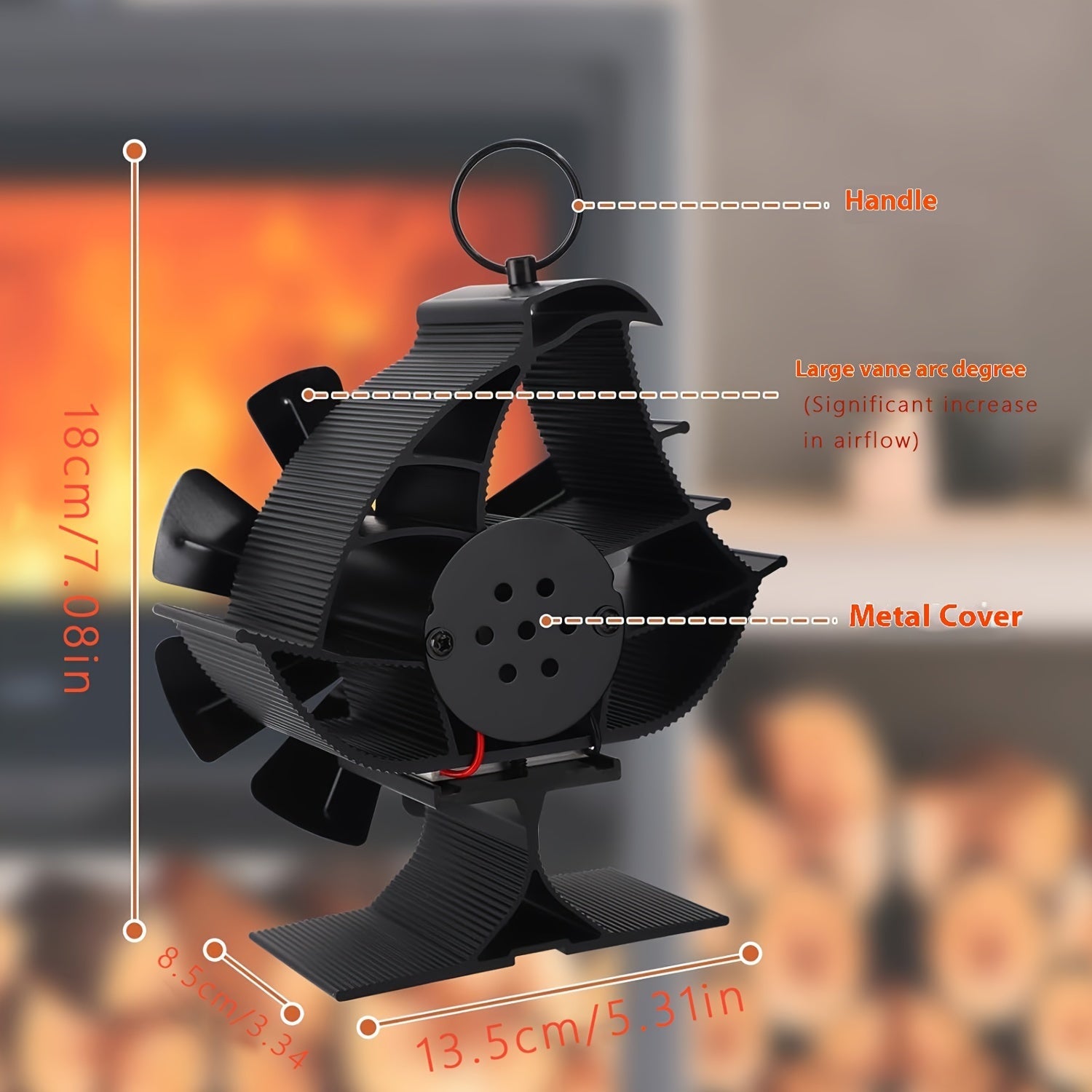 Aluminum Fireplace Fan Sailboat Design 8 Blade Heat Activated Quiet Operation