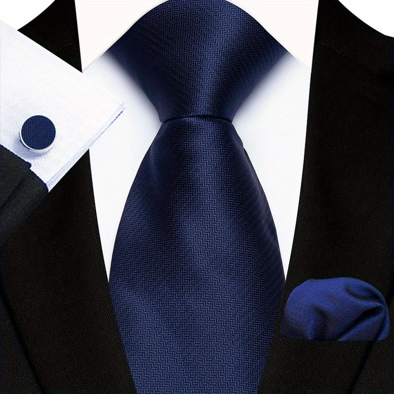 Men's Floral Paisley Striped Plaid Necktie Handkerchief Cufflinks for Formal Events