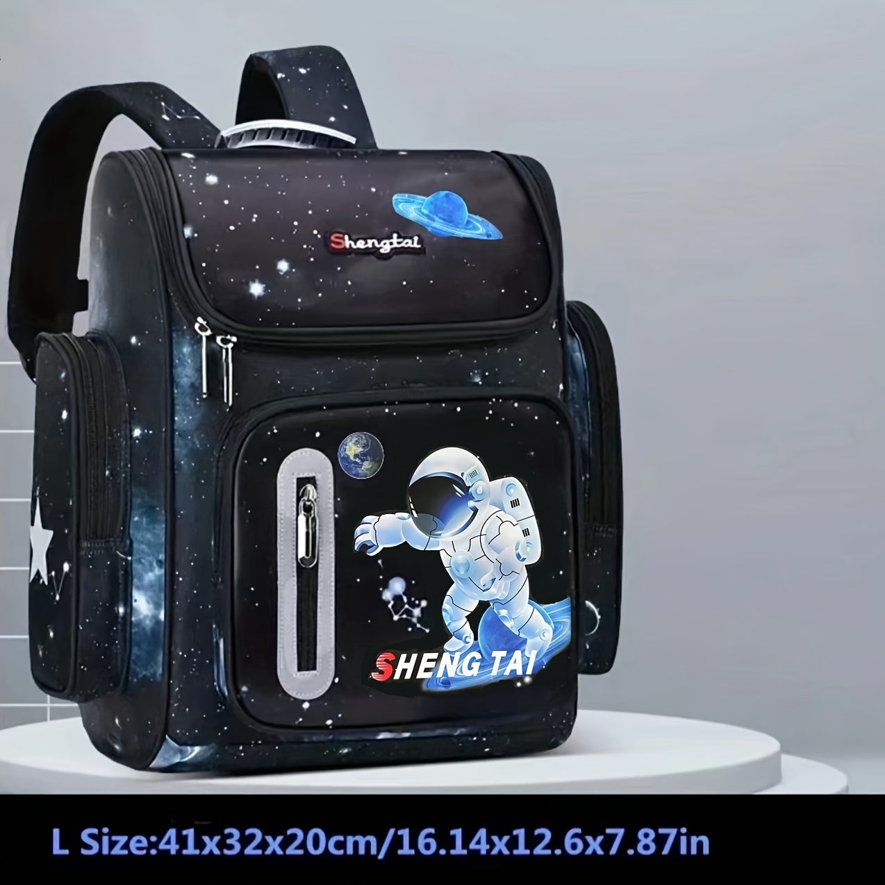 Waterproof School Backpack for Teens Cartoon Astronaut Large Capacity Lightweight Polyester