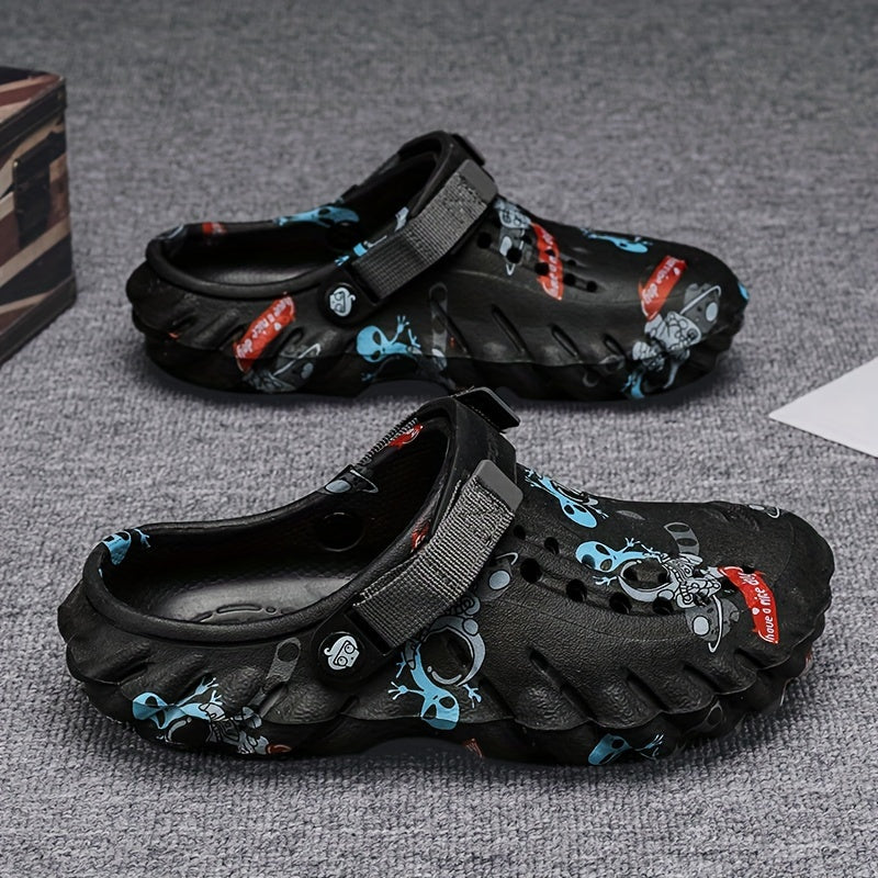 Men's Color Block Hollow Out Chunky Clogs with Non Slip Soft Sole and Anti Odor EVA