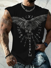 Мужская майка без рукавов оверсайз черного цвета из трикотажной ткани, обычная посадка, большой размер, летняя повседневная