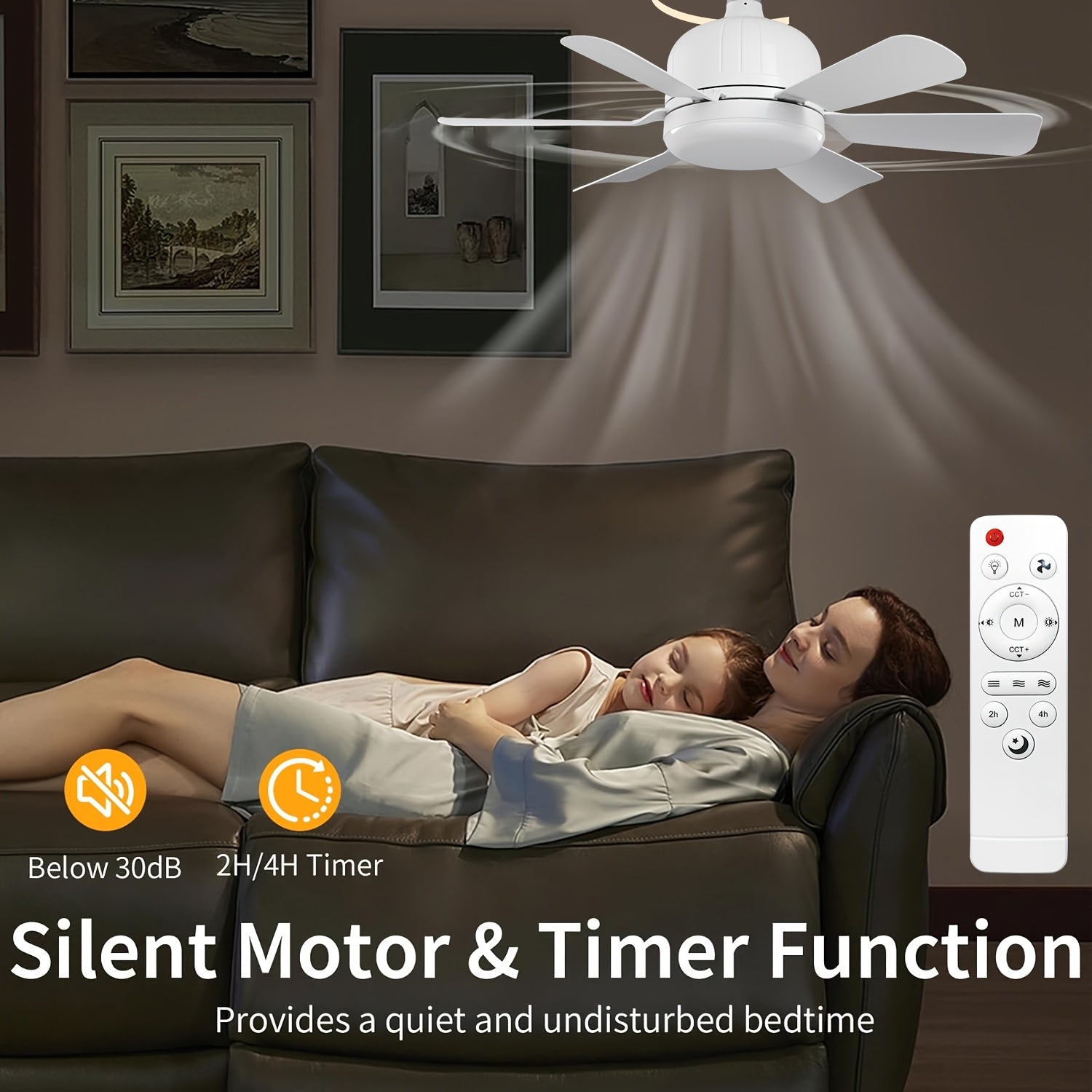 40W White Ceiling Fan Light with Remote Control 51.99cm E26/E27 Dimmable 3-Speed with Memory