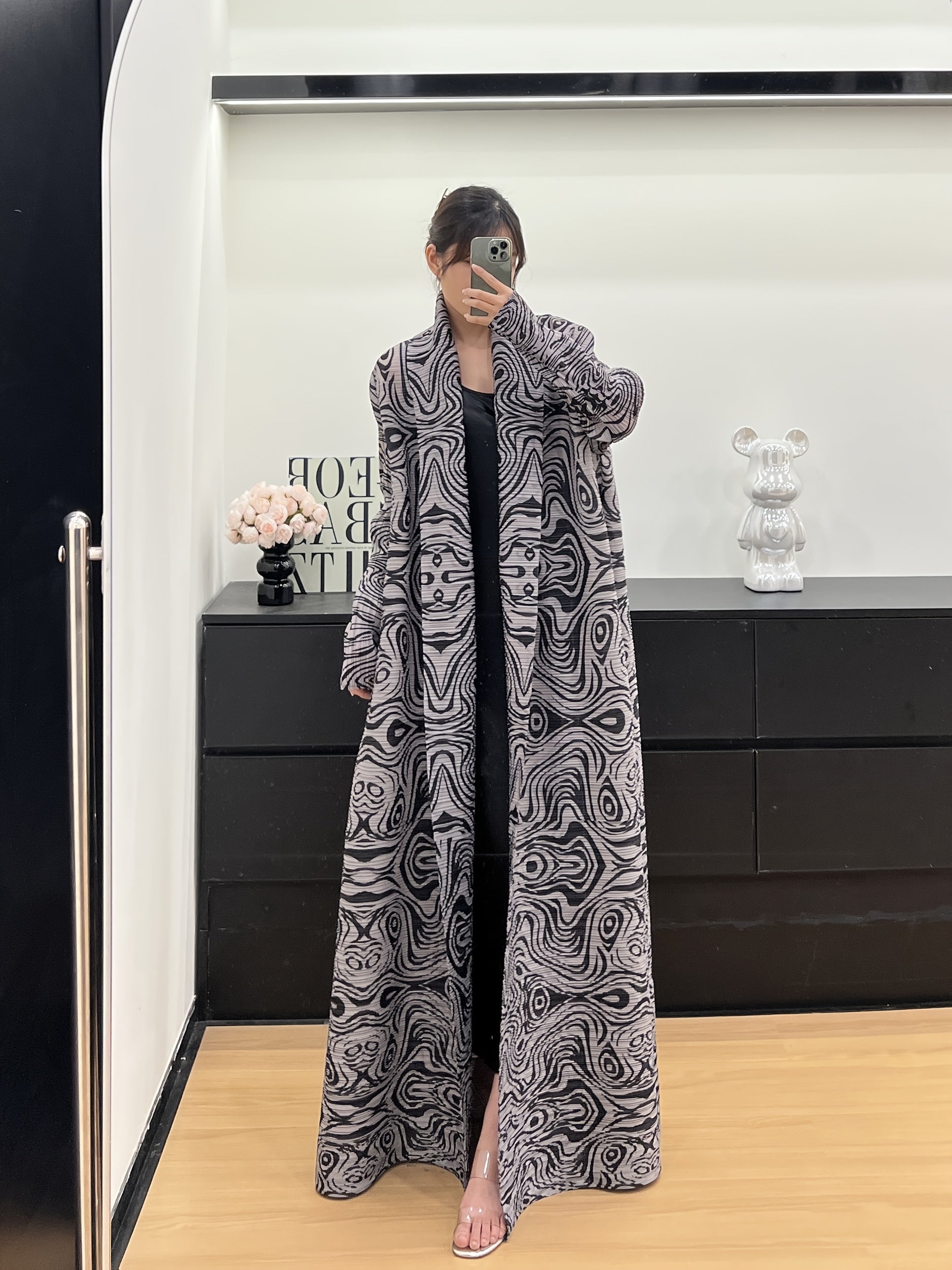 Women's Plus Size Abaya Lightweight Floral Pattern Black White Summer Dress