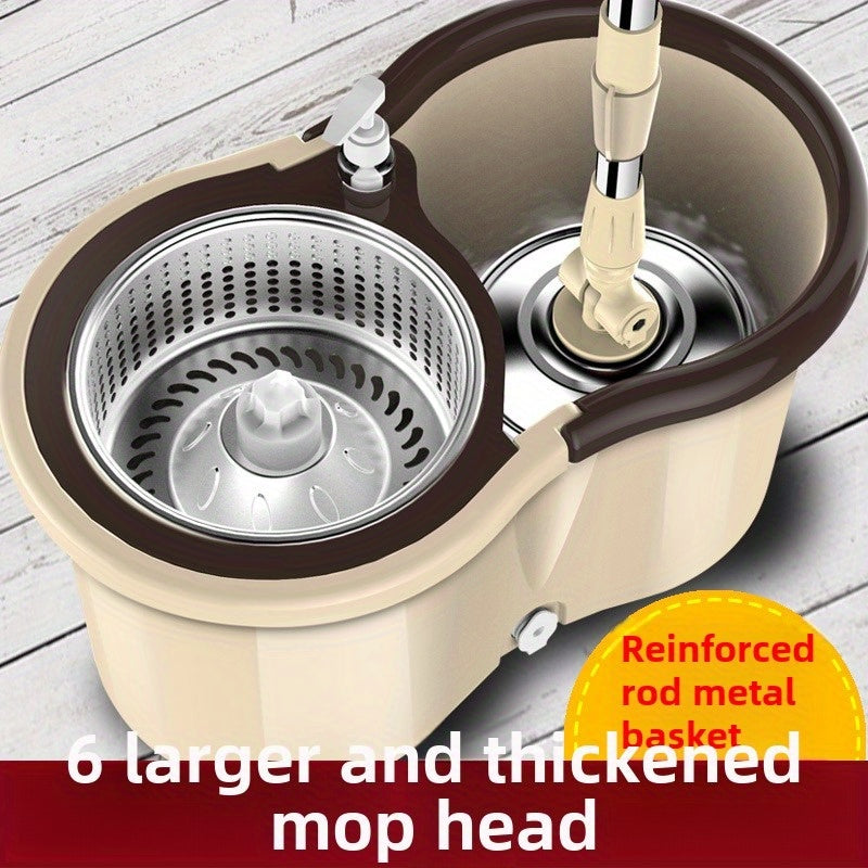 Mustahkam Plastik Ikki Haydashli Aylanma Mopa To'plami va Yuvish Chekasi - Samarali Yashash Xonasi, Yotoqxona va Polni Tozalash uchun Qo'l Bilan Ishlatish