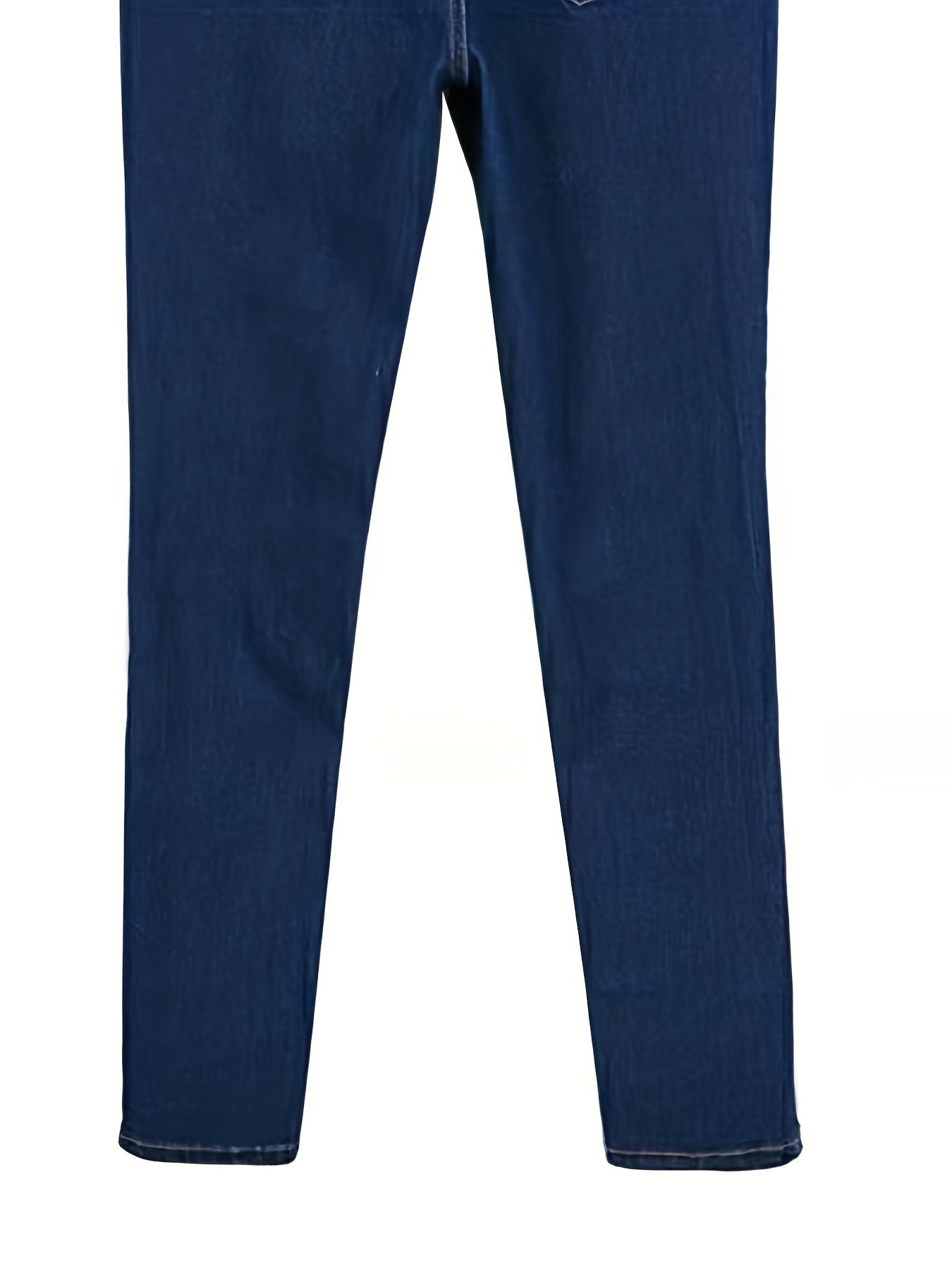 Women's Plus Size Dark Blue High-Waisted Casual Jeans with Stretchy Fabric