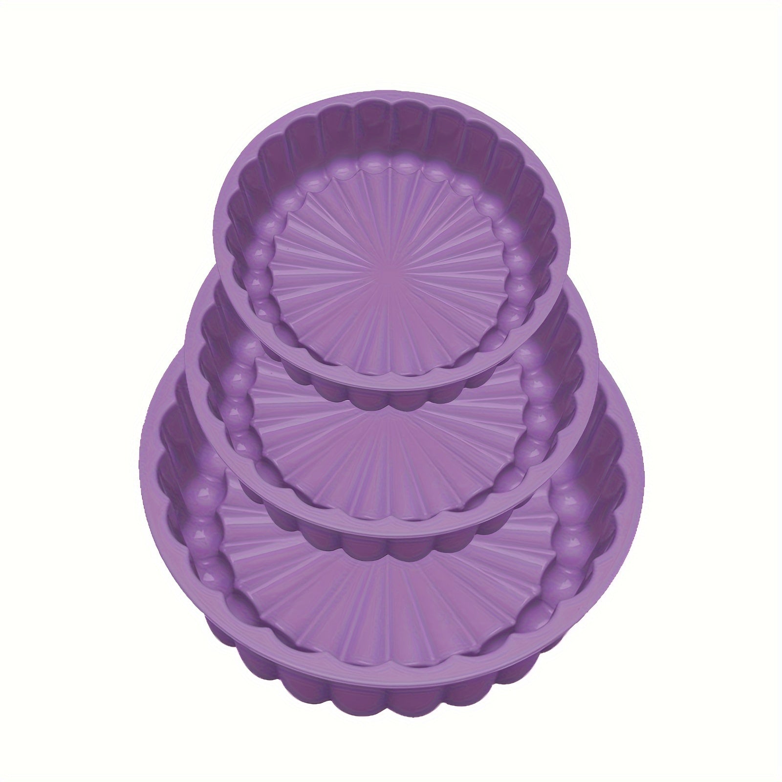3-Piece Round Flower Cake Pan Set Nonstick Silicone Baking Molds for Weddings and Birthdays