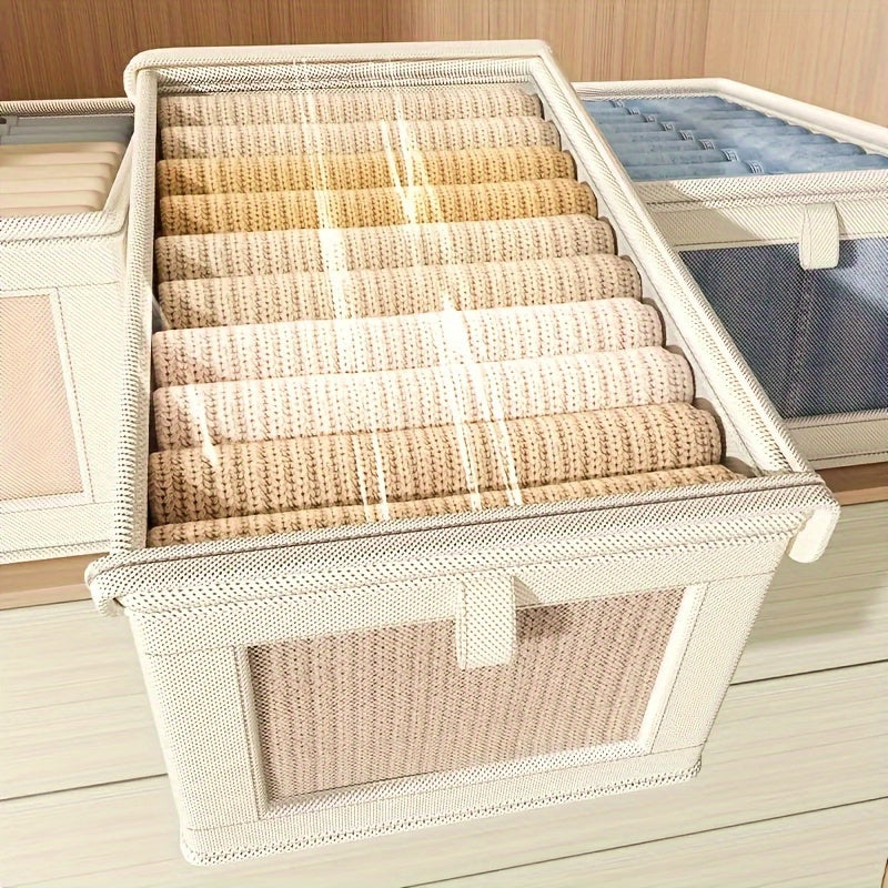 Увеличенная коробка для хранения из холста с прозрачным окном, складывающаяся, для одежды, домашнего использования