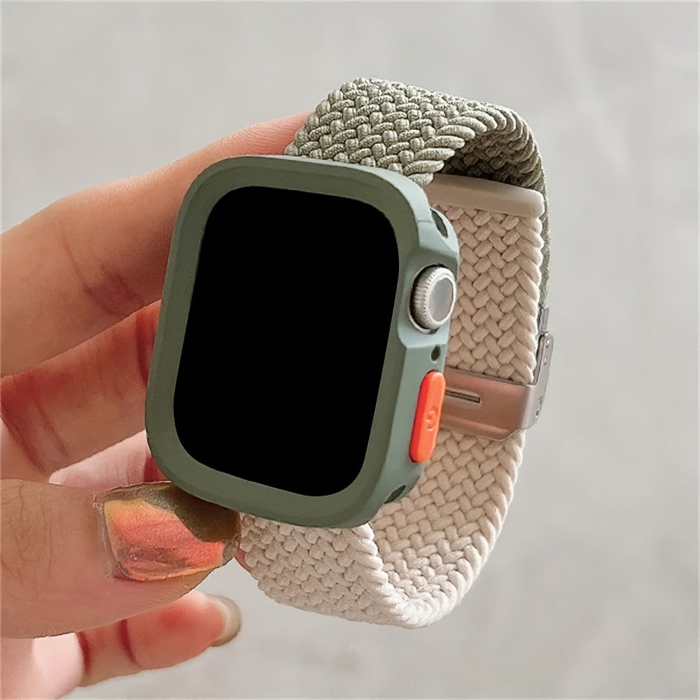 Adjustable Silicone and Nylon Protective Case for Apple Watch Series SE 9 8 7 6 5 4 40mm 44mm 45mm 49mm