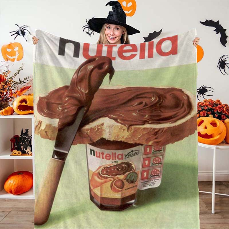 Manta de franela impresa con temática de anime para amantes de Nutella y chocolate, ideal para cama y sofá