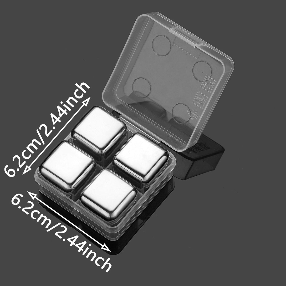 Juego de cubos de hielo de acero inoxidable para whisky, vino tinto, reutilizables, congelación rápida, 4-12 piezas