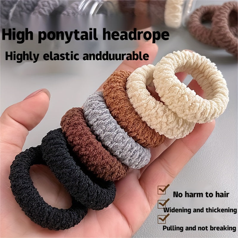 Scrunchies gruesos y anchos con textura y bandas elásticas para el cabello en marrón, blanco y beige