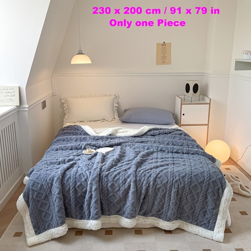 Manta de microfibra de champagne de lujo con patrón de diamantes 3D para uso en todas las estaciones