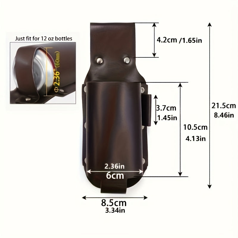 Men's Faux Leather Beer Holster for 12 oz Cans Adjustable Waist Pack for Outdoor and Travel