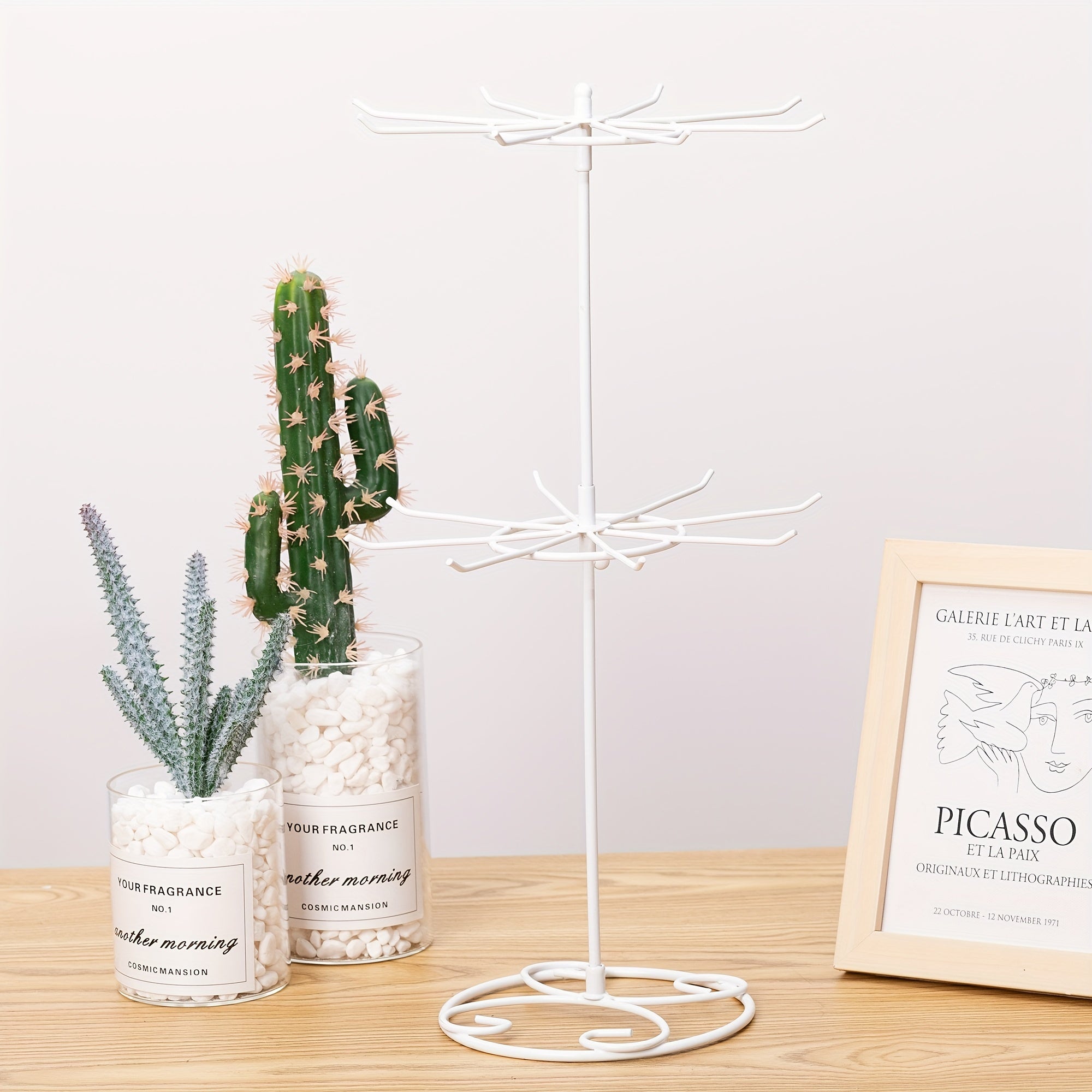 Вращающийся стеллаж для украшений с 2 уровнями для ожерелий и браслетов