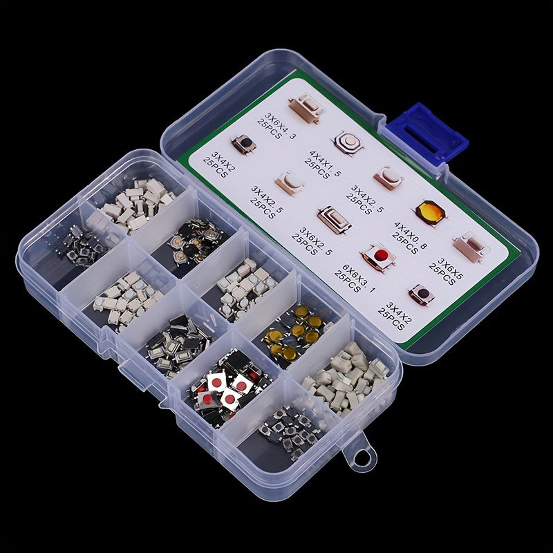 250 штук тактильных кнопочных переключателей для электроники и бытовых приборов