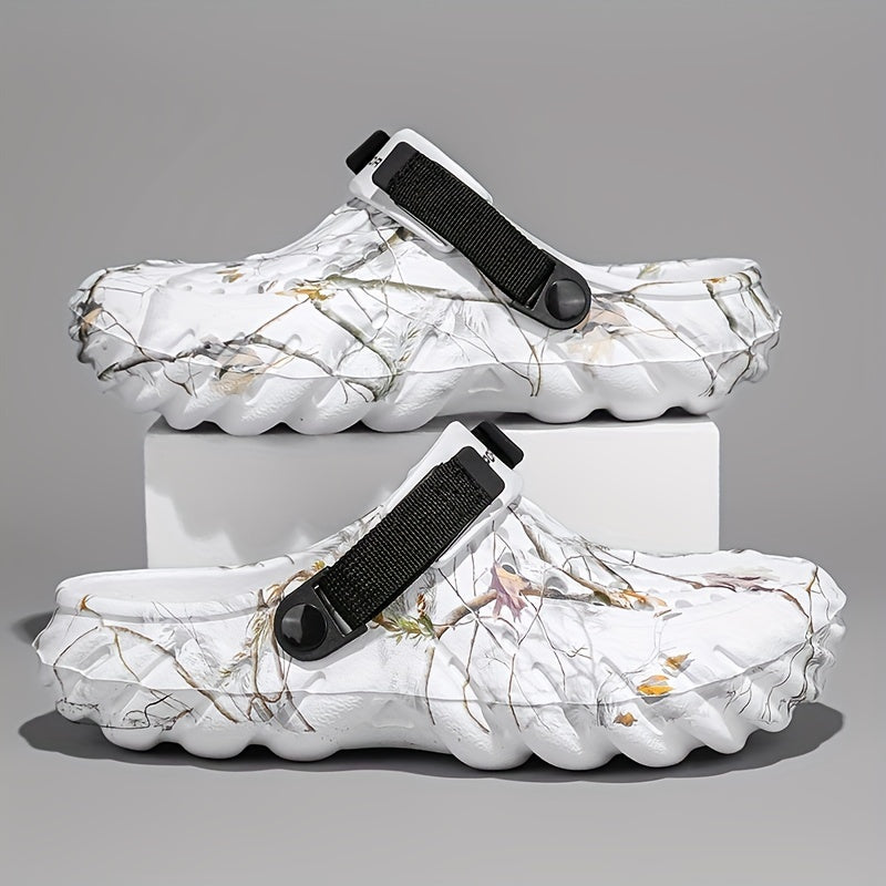 Erkaklar uchun uslubiy yozgi qopqoq, naqshli EVA materialdan tayyorlangan, plyaj uchun sozlanadigan kamar.