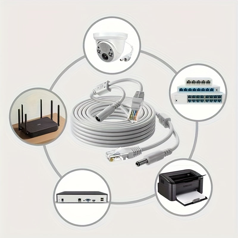10M 20M Ethernet Cable with RJ45 and DC Connectors for Surveillance Cameras