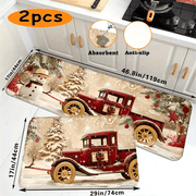 Christmas Floor Mat with Flannel Covers, 1cm Sponge Thickness, Non-Slip PVC Bottom