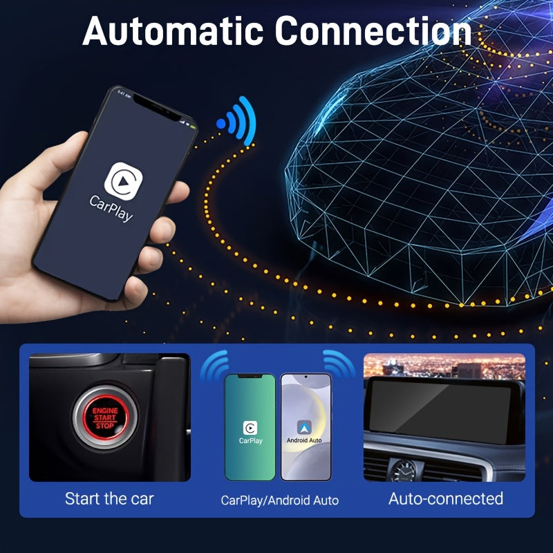Wireless Car Auto Adapter for iPhone and Android, Plug and Play, Low Latency