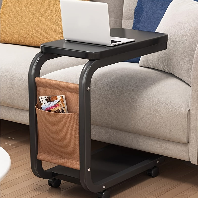 G'ayrioddiy va zamonaviy, g'ildirakli yon stol, oson ko'chiriladigan ko'p funksiyali aylanuvchi dizayn, tortib olinadigan divan yon shkafi, yashash xonasi uchun minimalist zamonaviy kofe stoli yoki