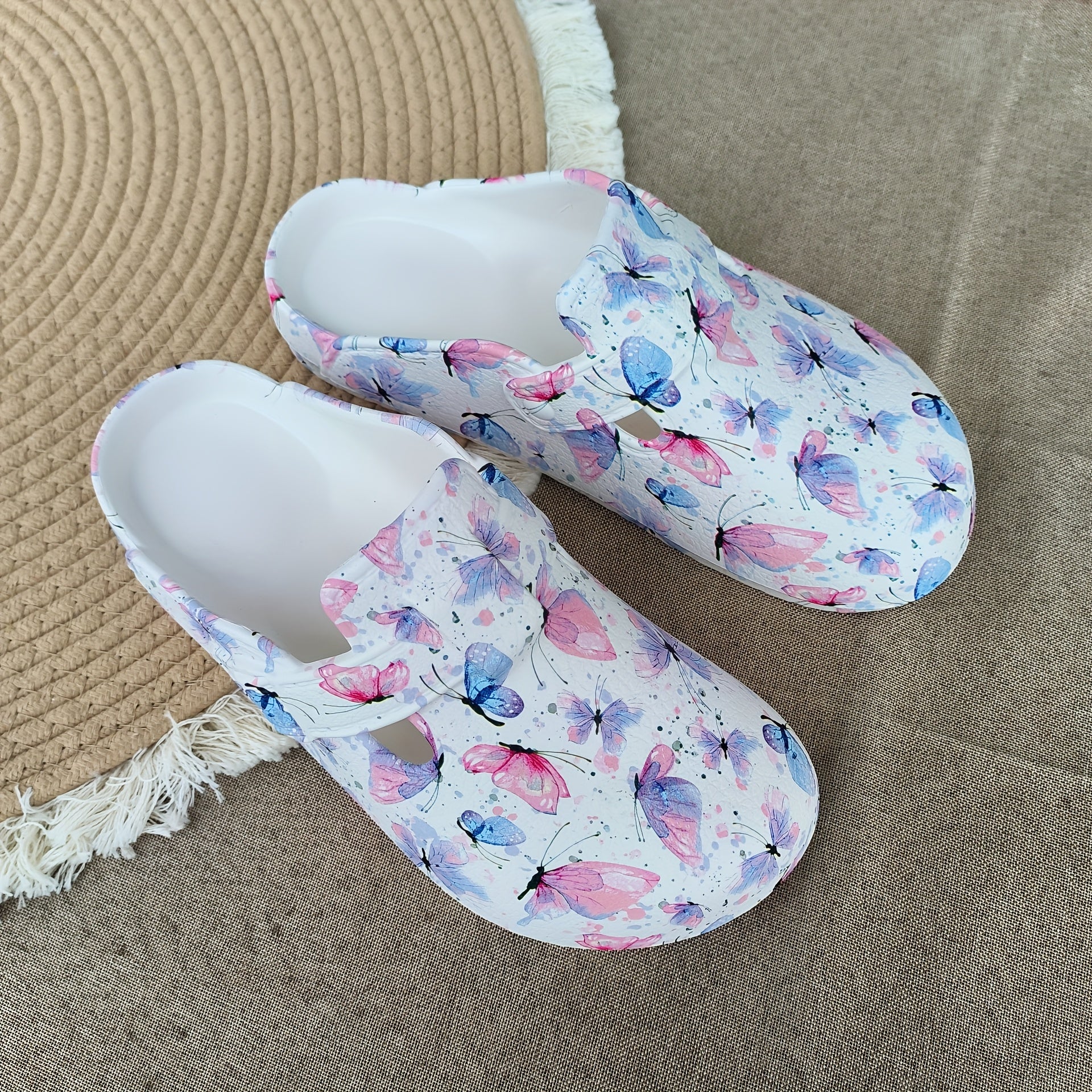 Women's Lightweight Casual Slip-On Loafers with Floral Print EVA Shoe
