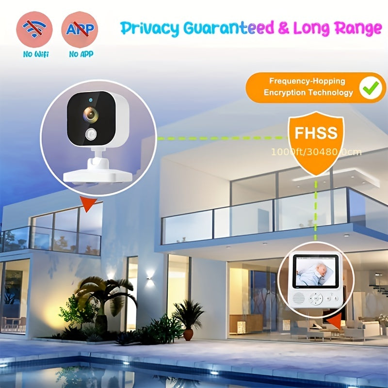 High-Definition Monitor with Voice Intercom Temperature Display Rechargeable Battery Security Camera