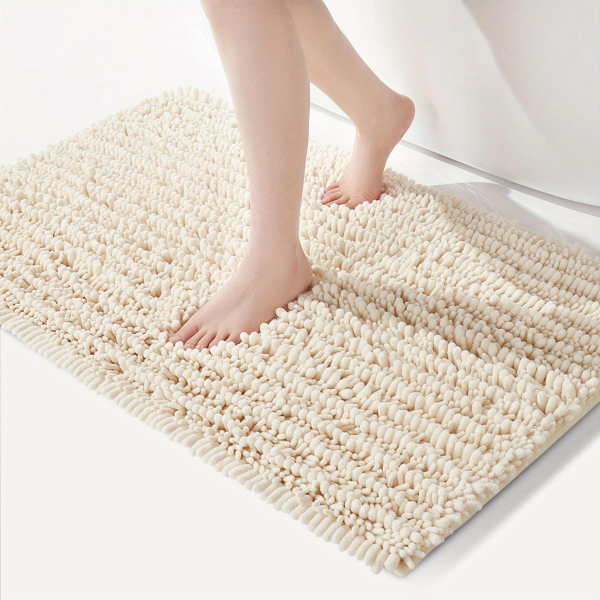 Thick Plush Bath Floor Mat Non-Slip Waterproof Dustproof for Bathroom Kitchen Living Room