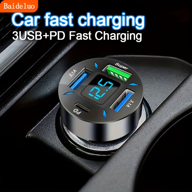 Universal avtomobil zaryadlagichi 4-portli tez zaryadlash USB PD 12V adapteri
