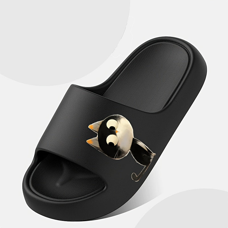 Women's Cat Slip-On Slippers EVA Indoor Outdoor House Shoes Black