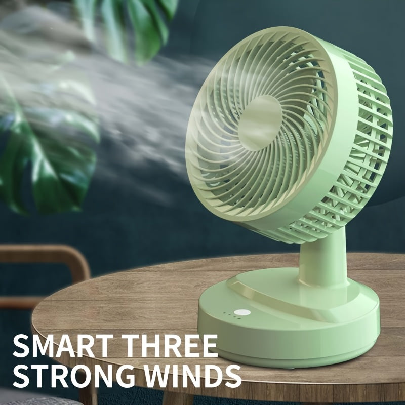 Light Green USB Desk Fan with 3-Speed, Low Noise, Strong Winds for Home Office