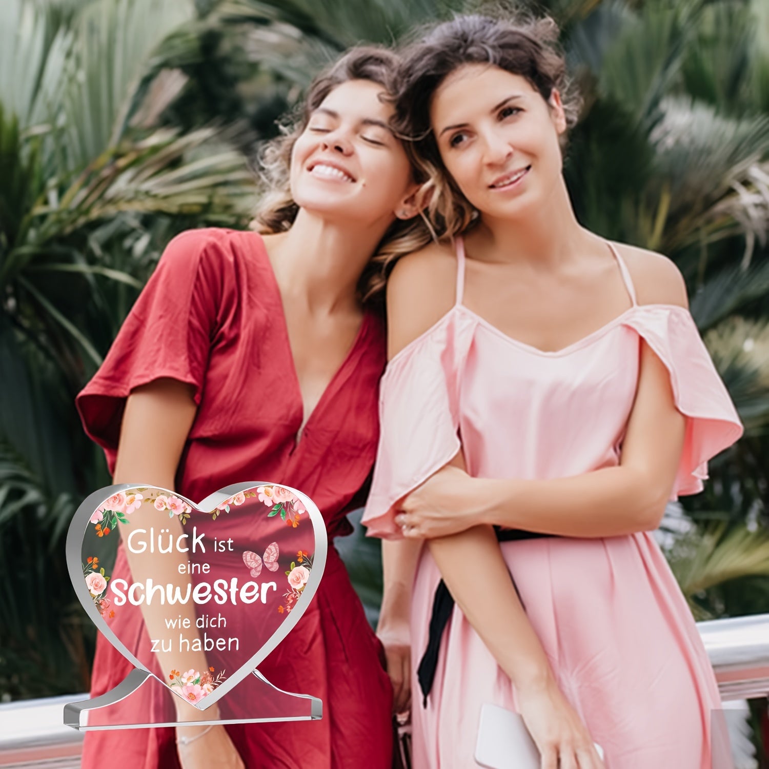 Yurak shaklidagi akril plakat bezak, opa uchun shaxsiylashtirilgan nemis sovg'asi, ofis yoki yotoqxona uchun mos, Shukronalik, Rojdestvo yoki tug'ilgan kun uchun ideal.